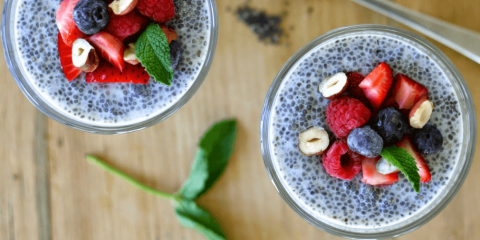 Mandľový puding s chia semienkami Mandľový puding s chia semienkami