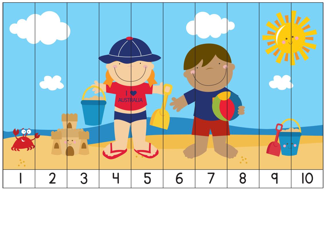 Puzzle, deti na pláži